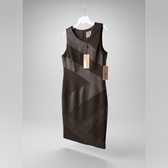 Nue by Shani Dresses & Skirts - NWT NUE by Shani Black Midi Dress – Sleek Panel Sheath Cocktail Size 12